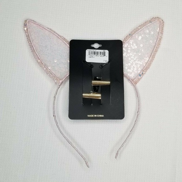 Nordstrom Lot of 3 Headband Pink Girl Accessories Bunny - Picture 3 of 6